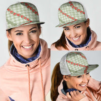 Omaomao Aloha Hawaii Mesh Trucker Cap Rosebud Lei With Palaka Motif - Polynesian Pride