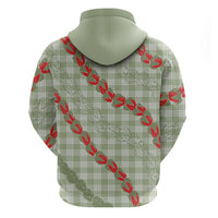 Omaomao Aloha Hawaii Zip Hoodie Rosebud Lei With Palaka Motif - Polynesian Pride