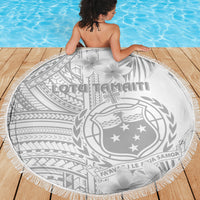 Samoa White Sunday Beach Blanket Manuia le Aso Sa o Tamaiti Polynesian Plumeria LT14 - Wonder Print Shop