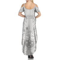 Samoa White Sunday Summer Maxi Dress Manuia le Aso Sa o Tamaiti Polynesian Plumeria LT14 - Polynesian Pride