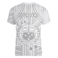 personalised-samoa-white-sunday-women-v-neck-t-shirt-manuia-le-aso-sa-o-tamaiti-polynesian-plumeria