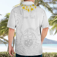 Personalised Samoa White Sunday Hawaiian Shirt Lotu Tamaiti 2023 With Coat Of Arms LT14 - Polynesian Pride