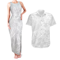 Polynesia White Sunday Couples Matching Tank Maxi Dress and Hawaiian Shirt Polynesian Pattern With Tropical Flowers LT14 White - Polynesian Pride