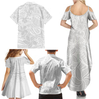 Polynesia White Sunday Family Matching Summer Maxi Dress and Hawaiian Shirt Polynesian Pattern With Tropical Flowers LT14 - Polynesian Pride