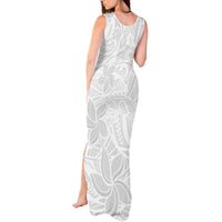 Polynesia White Sunday Tank Maxi Dress Polynesian Pattern With Tropical Flowers LT14 - Polynesian Pride