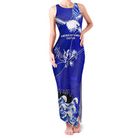 Personalised American Samoa Fautasi Race Family Matching Tank Maxi Dress and Hawaiian Shirt Eagle With Polynesian Pattern LT14 Mom's Dress Blue - Polynesian Pride