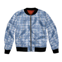 Blue Palaka Hawaii Palapalai Bomber Jacket Hawaiian Fern - Polynesian Pride