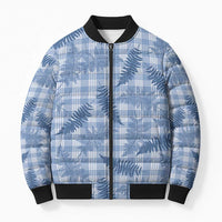 Blue Palaka Hawaii Palapalai Bomber Puffer Jacket Hawaiian Fern - Polynesian Pride