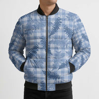 Blue Palaka Hawaii Palapalai Bomber Puffer Jacket Hawaiian Fern - Polynesian Pride