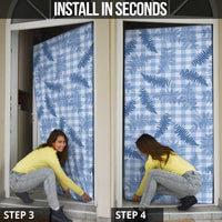 Blue Palaka Hawaii Palapalai Door Cover Hawaiian Fern - Polynesian Pride