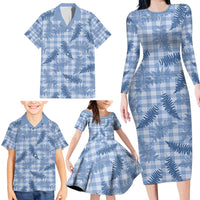 Blue Palaka Hawaii Palapalai Family Matching Long Sleeve Bodycon Dress and Hawaiian Shirt Hawaiian Fern - Polynesian Pride