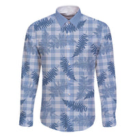 Blue Palaka Hawaii Palapalai Family Matching Off Shoulder Maxi Dress and Hawaiian Shirt Hawaiian Fern LT14 Dad's Shirt - Long Sleeve Blue - Polynesian Pride
