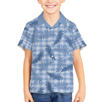 Blue Palaka Hawaii Palapalai Family Matching Off Shoulder Maxi Dress and Hawaiian Shirt Hawaiian Fern - Polynesian Pride