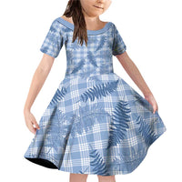 Blue Palaka Hawaii Palapalai Family Matching Off Shoulder Short Dress and Hawaiian Shirt Hawaiian Fern - Polynesian Pride