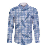 Blue Palaka Hawaii Palapalai Long Sleeve Button Shirt Hawaiian Fern - Polynesian Pride