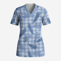 Blue Palaka Hawaii Palapalai Scrub Top Hawaiian Fern - Polynesian Pride