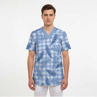 Blue Palaka Hawaii Palapalai Scrub Top Hawaiian Fern - Polynesian Pride