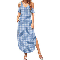 Blue Palaka Hawaii Palapalai Summer Maxi Dress Hawaiian Fern - Polynesian Pride