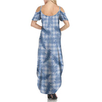 Blue Palaka Hawaii Palapalai Summer Maxi Dress Hawaiian Fern - Polynesian Pride