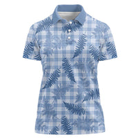 Blue Palaka Hawaii Palapalai Women Polo Shirt Hawaiian Fern LT14 Female Blue - Polynesian Pride