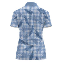 Blue Palaka Hawaii Palapalai Women Polo Shirt Hawaiian Fern LT14 - Polynesian Pride