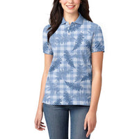 Blue Palaka Hawaii Palapalai Women Polo Shirt Hawaiian Fern LT14 - Polynesian Pride