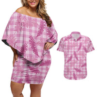 Purple Palaka Hawaii Palapalai Couples Matching Off Shoulder Short Dress and Hawaiian Shirt Hawaiian Fern - Polynesian Pride