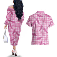 Purple Palaka Hawaii Palapalai Couples Matching Off The Shoulder Long Sleeve Dress and Hawaiian Shirt Hawaiian Fern - Polynesian Pride