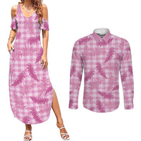 Purple Palaka Hawaii Palapalai Couples Matching Summer Maxi Dress and Long Sleeve Button Shirt Hawaiian Fern LT14 Purple - Polynesian Pride