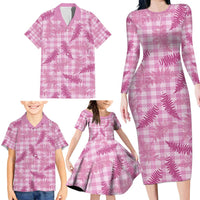 Purple Palaka Hawaii Palapalai Family Matching Long Sleeve Bodycon Dress and Hawaiian Shirt Hawaiian Fern - Polynesian Pride