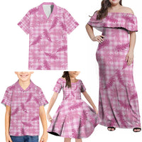 Purple Palaka Hawaii Palapalai Family Matching Off Shoulder Maxi Dress and Hawaiian Shirt Hawaiian Fern LT14 - Polynesian Pride