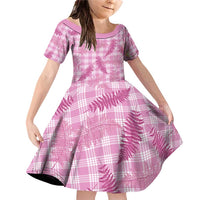 Purple Palaka Hawaii Palapalai Family Matching Off Shoulder Short Dress and Hawaiian Shirt Hawaiian Fern LT14 Daughter's Dress Purple - Polynesian Pride