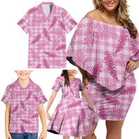 Purple Palaka Hawaii Palapalai Family Matching Off Shoulder Short Dress and Hawaiian Shirt Hawaiian Fern LT14 - Polynesian Pride