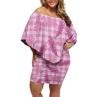 Purple Palaka Hawaii Palapalai Family Matching Off Shoulder Short Dress and Hawaiian Shirt Hawaiian Fern LT14 Mom's Dress Purple - Polynesian Pride