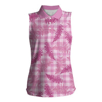Purple Palaka Hawaii Palapalai Women Sleeveless Polo Shirt Hawaiian Fern - Polynesian Pride