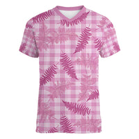 Purple Palaka Hawaii Palapalai Women V-Neck T-Shirt Hawaiian Fern - Polynesian Pride