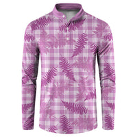 Pink Palaka Hawaii Palapalai Button Sweatshirt Hawaiian Fern - Polynesian Pride