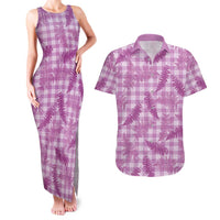 Pink Palaka Hawaii Palapalai Couples Matching Tank Maxi Dress and Hawaiian Shirt Hawaiian Fern - Polynesian Pride