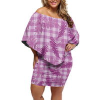 Pink Palaka Hawaii Palapalai Family Matching Off Shoulder Short Dress and Hawaiian Shirt Hawaiian Fern - Polynesian Pride