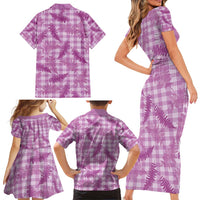 Pink Palaka Hawaii Palapalai Family Matching Short Sleeve Bodycon Dress and Hawaiian Shirt Hawaiian Fern - Polynesian Pride