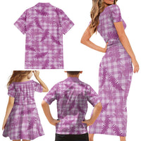 Pink Palaka Hawaii Palapalai Family Matching Short Sleeve Bodycon Dress and Hawaiian Shirt Hawaiian Fern LT14 - Polynesian Pride