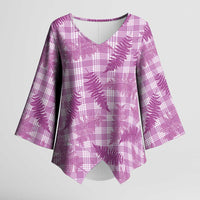 Pink Palaka Hawaii Palapalai Kimono Sleeve Blouse Hawaiian Fern - Polynesian Pride