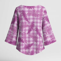 Pink Palaka Hawaii Palapalai Kimono Sleeve Blouse Hawaiian Fern - Polynesian Pride