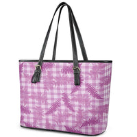 Pink Palaka Hawaii Palapalai Leather Tote Bag Hawaiian Fern - Polynesian Pride