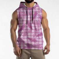 Pink Palaka Hawaii Palapalai Sleeveless Hoodie Hawaiian Fern - Polynesian Pride