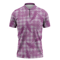 Pink Palaka Hawaii Palapalai Zipper Polo Shirt Hawaiian Fern LT14 Pink - Polynesian Pride
