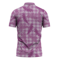 Pink Palaka Hawaii Palapalai Zipper Polo Shirt Hawaiian Fern LT14 - Polynesian Pride
