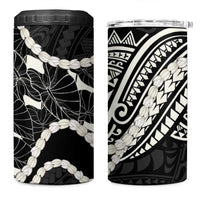 Aloha Hawaii Kalo Pikake Lei 4 in 1 Can Cooler Tumbler Chest Tattoo Black Hawaiian Pattern LT14 One Size: 16 oz Black - Polynesian Pride