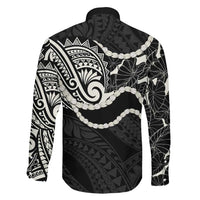 Aloha Hawaii Kalo Pikake Lei Family Matching Short Sleeve Bodycon Dress and Hawaiian Shirt Chest Tattoo Black Hawaiian Pattern LT14 - Polynesian Pride