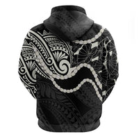 Aloha Hawaii Kalo Pikake Lei Hoodie Chest Tattoo Black Hawaiian Pattern